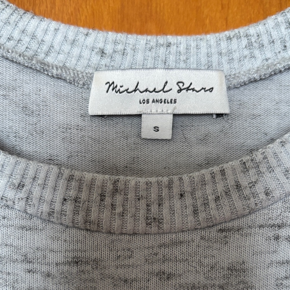 Michael Stars Light Gray Marled Crewneck Sweatshirt - Picture 3 of 4
